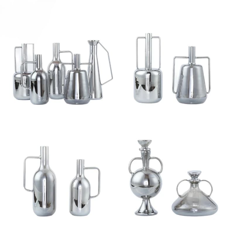 Glass transparent modern minimalist smoke gray home accessories soft decoration model room hotel