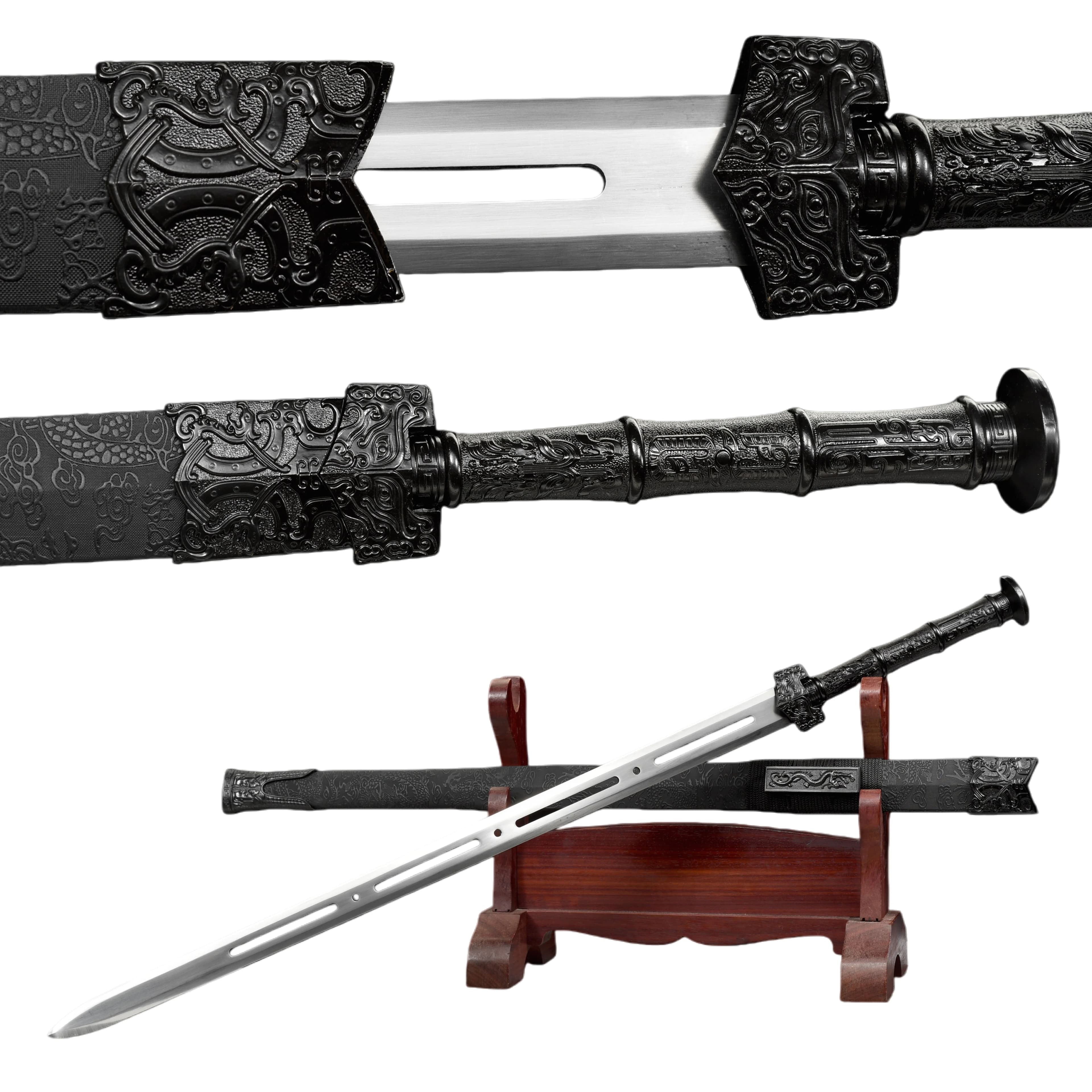 108cm Medieval Black Dragon Void Sword True Steel Ninja Knight Battle Preparation Sharp samurai Sword Full handle katana weapons
