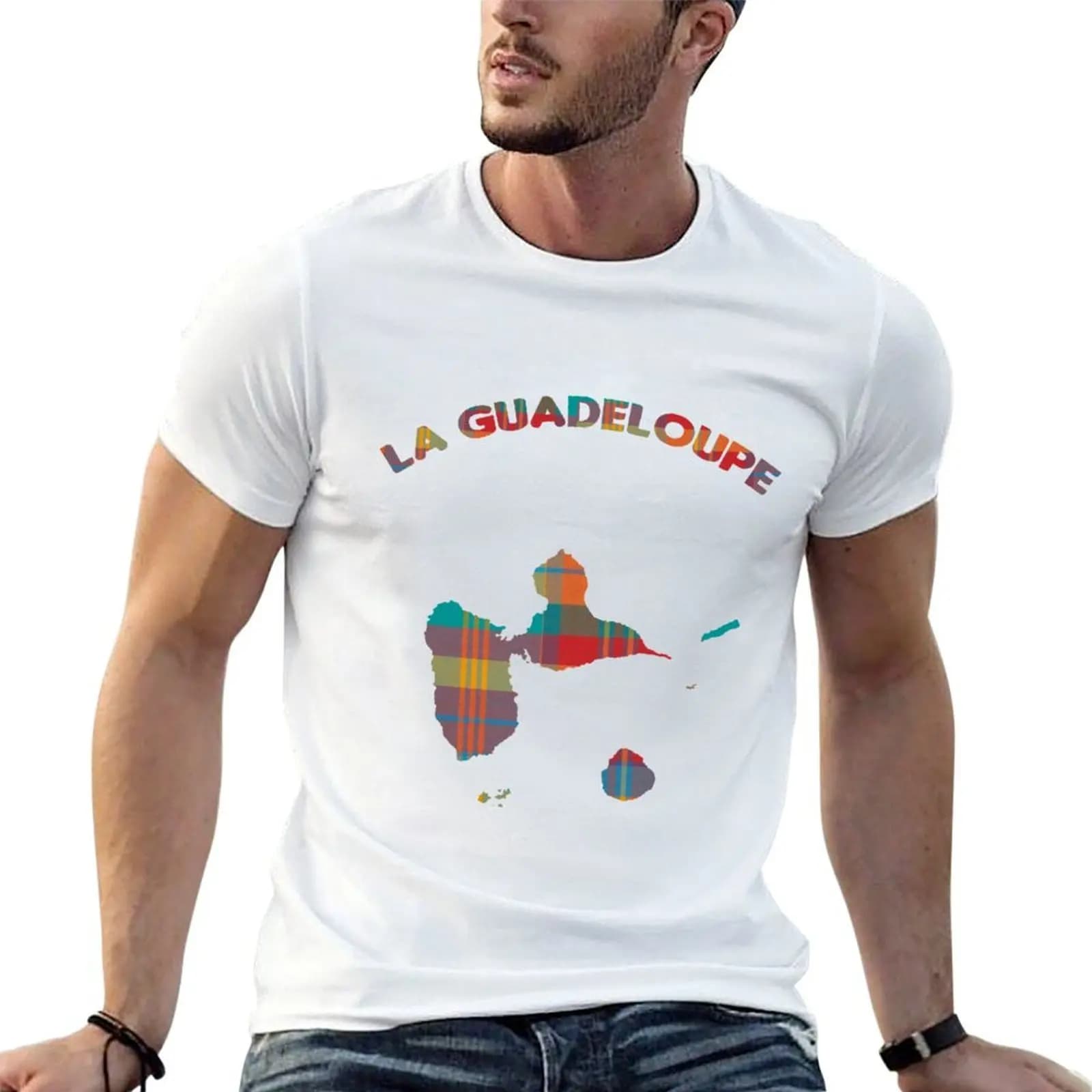 Guadeloupe - madras T-Shirt customizeds luxury t-shirt mens graphic t-shirts anime