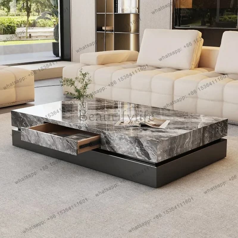 LD Moving Storage  Luxury Living Room Dinner Writing Drawers Designer Coffee Table Organizer Meubles Trendy Furniture