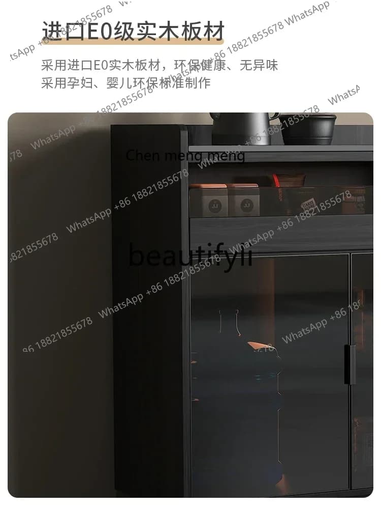 2003 Rock slab dining side cabinet Solid wood tea bar machine Integrated automatic water supply kettle Tea wine cabinet