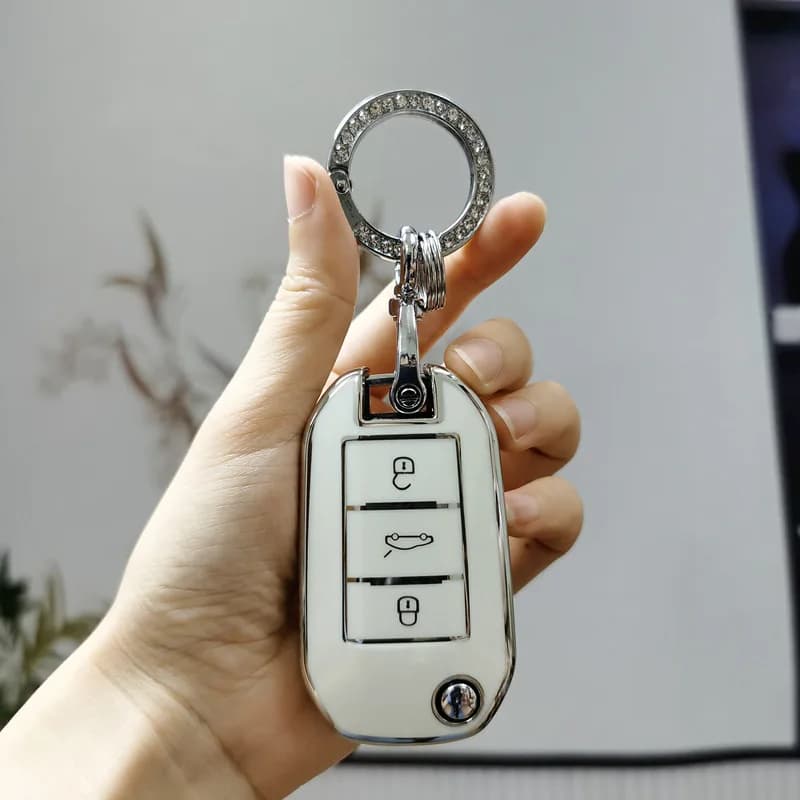 For Peugeot 208 308 T9 508 2008 For Citroen C4 For Opel Corsa Crossland X Soft TPU Car Remote Flip Key Case Cover With Keychain