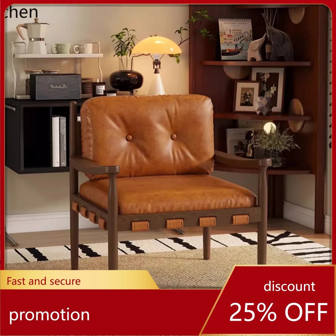 HXL Single Sofa Chair Solid Wood Leisure Single Chair Sofa Coffee Chair