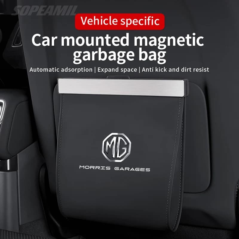 Car Garbage Bag Led Magnetic Seat Back Hanging Storage Bag Trash can MG ZS HS ES5 MG4 EV Electric S5 EV MG3 MG5 MG6 MG7 ONE EZS