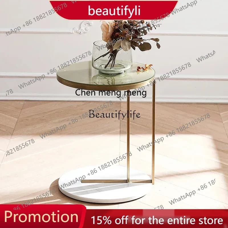New style Nordic light luxury fashion marble edge living room stainless steel sofa corner s8350