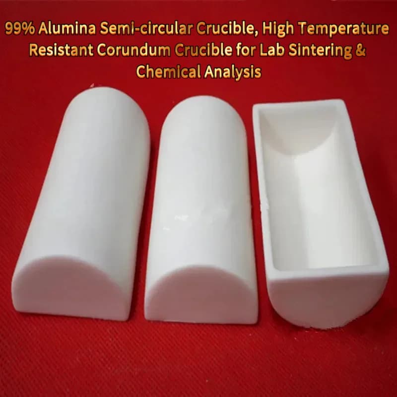 99% Alumina Semi-Circular Crucible, High Temperature Resistant Corundum Crucible Lab Sintering & Chemical Analysis