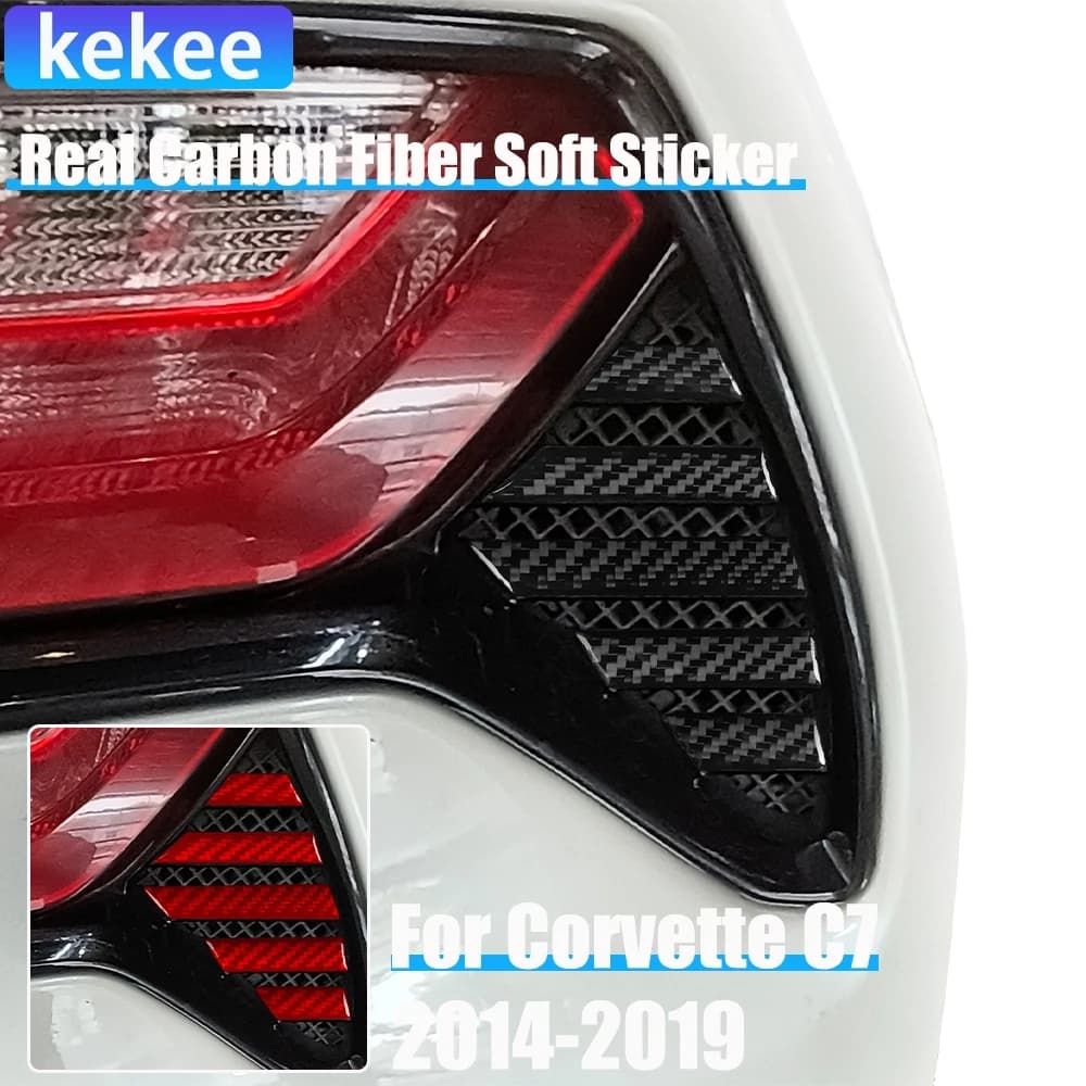 Real Carbon Fiber Car Accessories Rear Tail Lights Decoration Strip Cover Soft Sticker For Corvette C7 LT1 Z06 ZR1 LT5 2014-2019