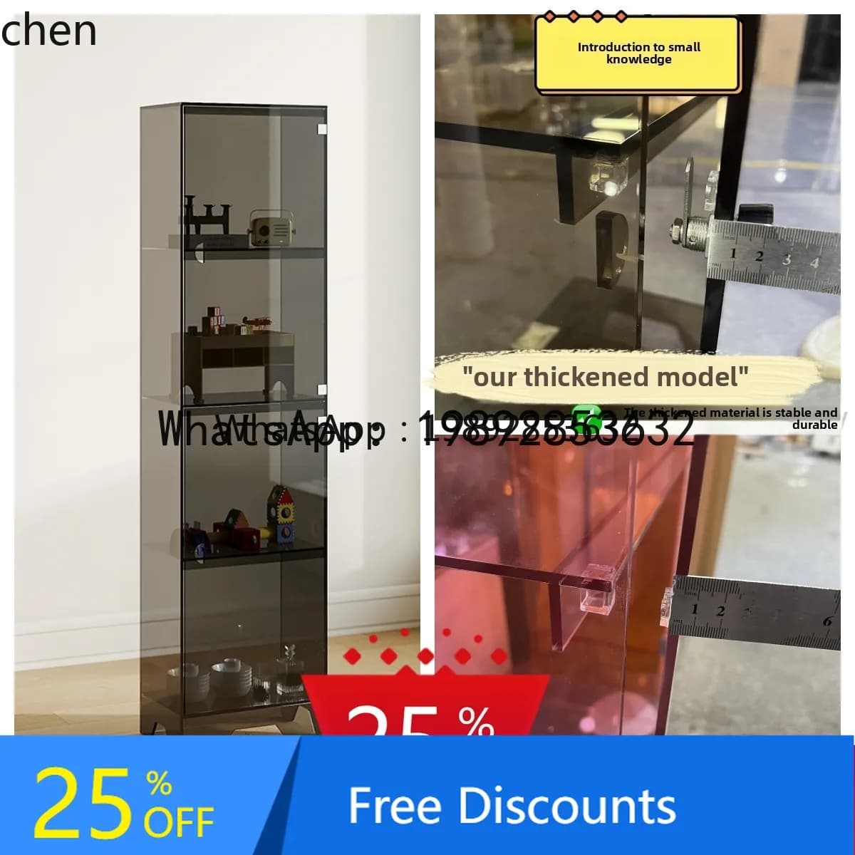 Light Luxury Acrylic Showcase Living Room Bedroom Bookshelf Bag Display Shelf