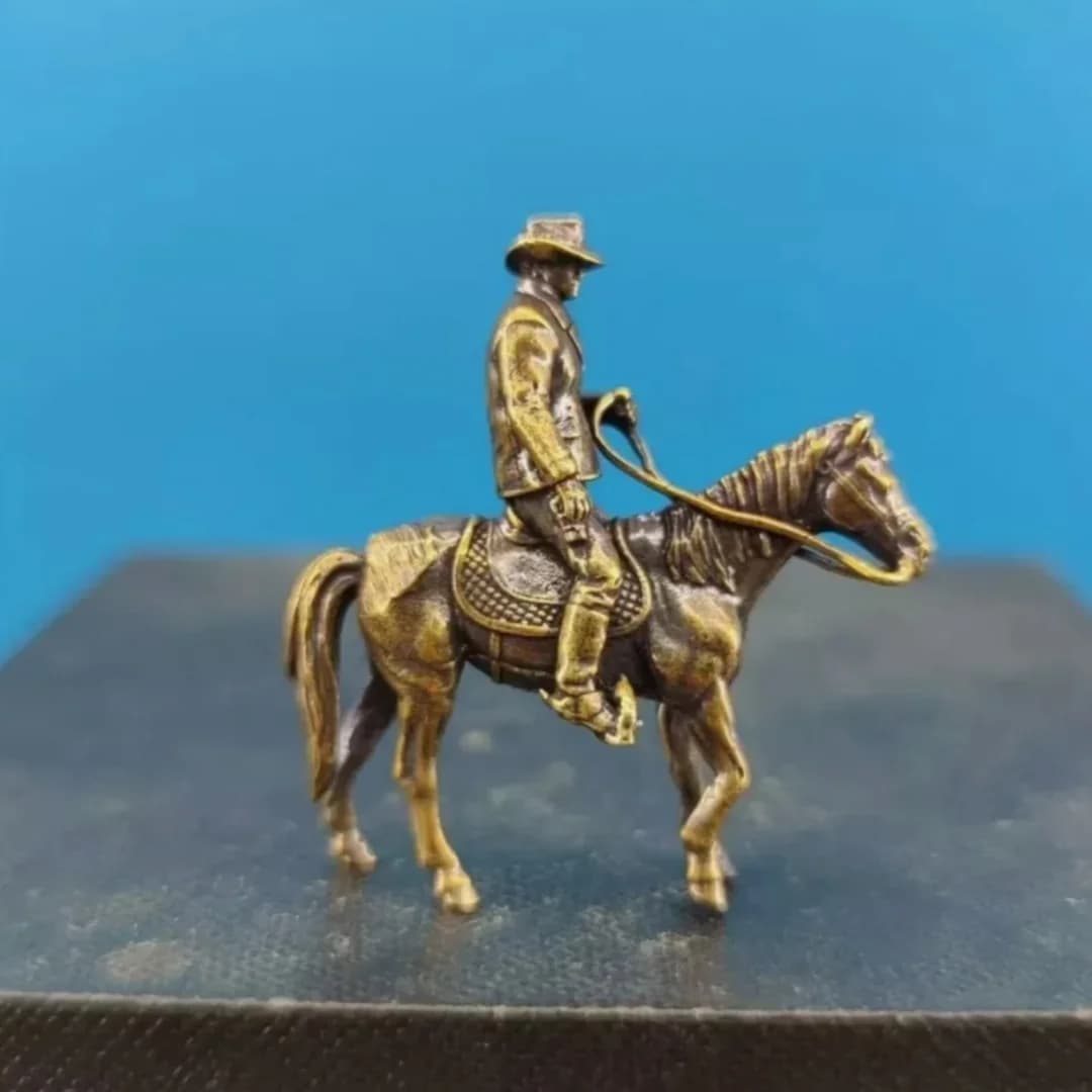 Brass mini Handmade Horseback Hunter Ornament