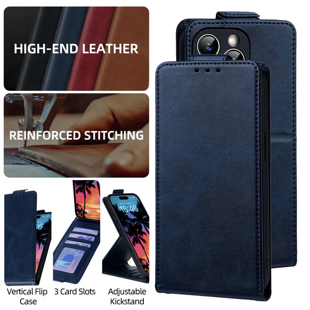 Magnetic Vertical Flip Phone Cover for Redmi Note 15 14s 13R 12T 12S 11E 11T 11S 10T 9 Pro Max 8 7 Pro Built-in Wallet Card Slot