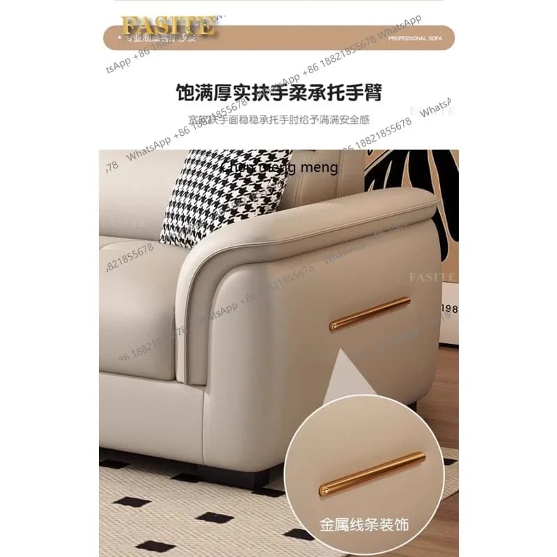 E136 Cat scratching leather sofa small apartment straight row concubine straight row three or four people leather sofa combinat