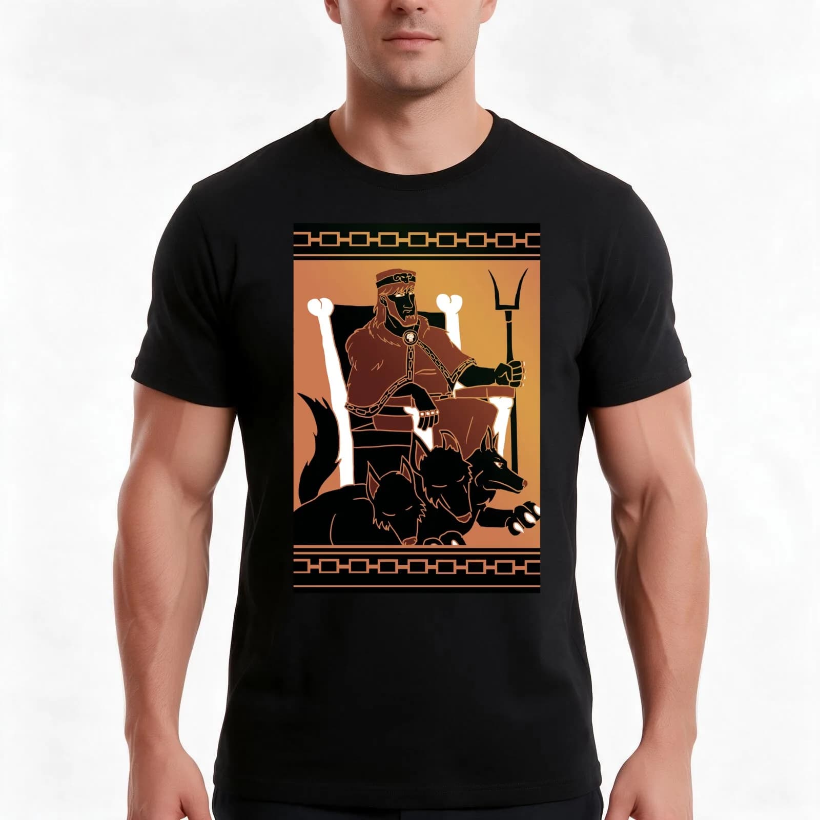 Hades on His Throne T-Shirt, Summer Casual Cotton Tee, Oversized Streetwear Tops, Vintage Graphic Print, Loose Fit Short Sleeve