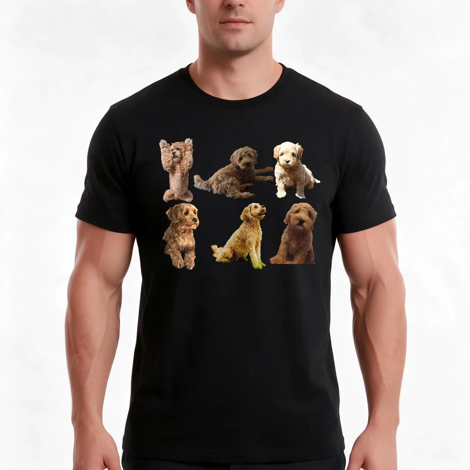 Adorable Labradoodle Compilation T-Shirt, Summer Casual Cotton Tee, Oversized Streetwear Tops, Vintage Graphic Print