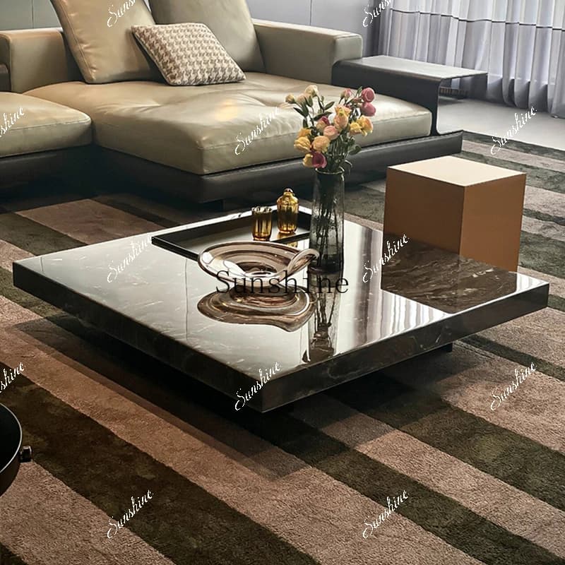 Large and small apartment light luxury marble living room square Italian minimalist coffee table   FT