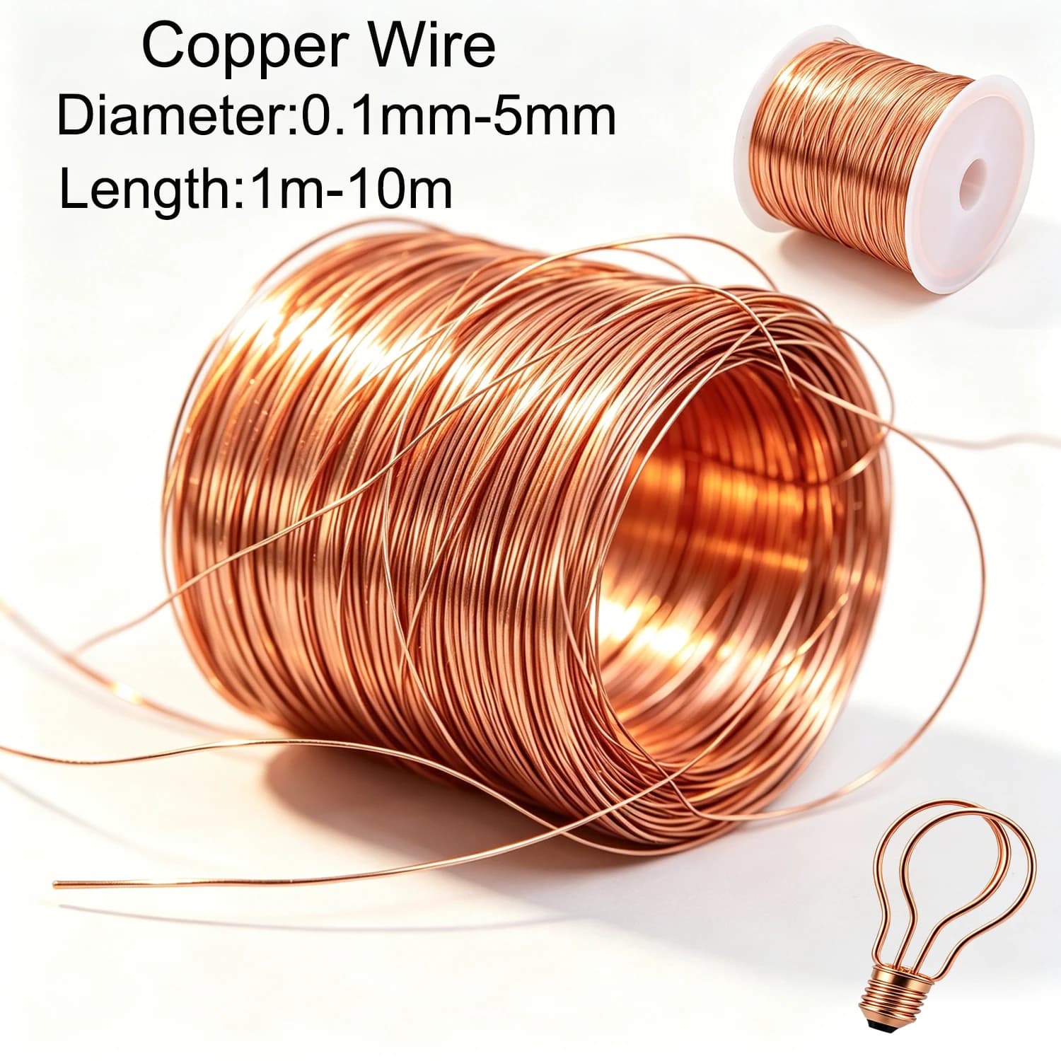 1M Diameter 0.5/0.8/1/1.5/2/2.5/3 Mm Copper Line Copper Red Copper Line Bare Wire