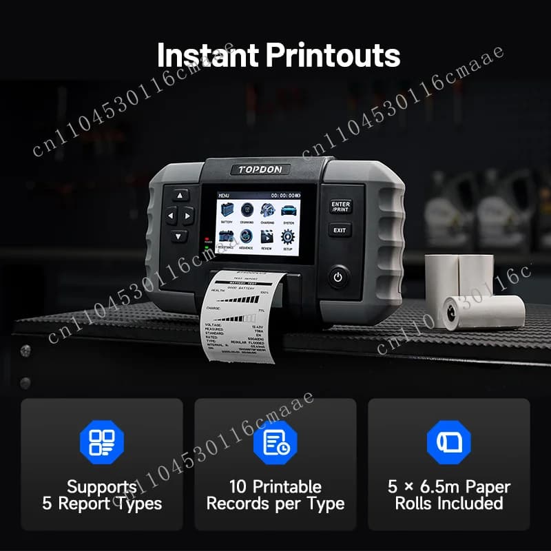 The BT600 Plus supports multiple types of resistance testing and can instantly print thermal reports of 6V, 12V, and 24V
