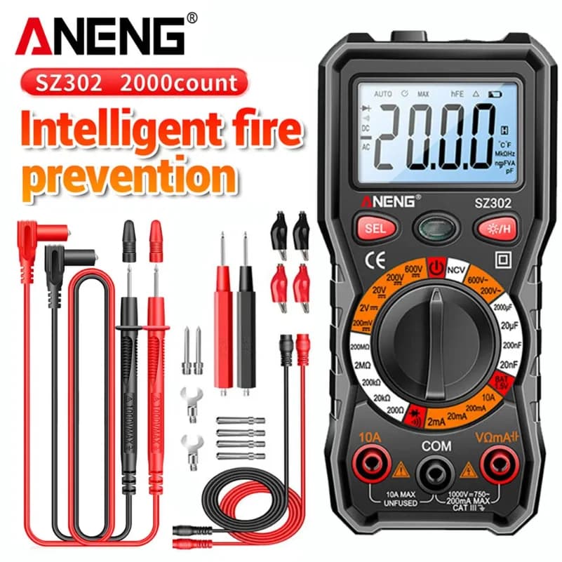 ANENG SZ302 Digital Automatic Tester NCV Detector Resistance Ohm Ammeter Capacitance Meter Multimeter AC/DC Votage Current
