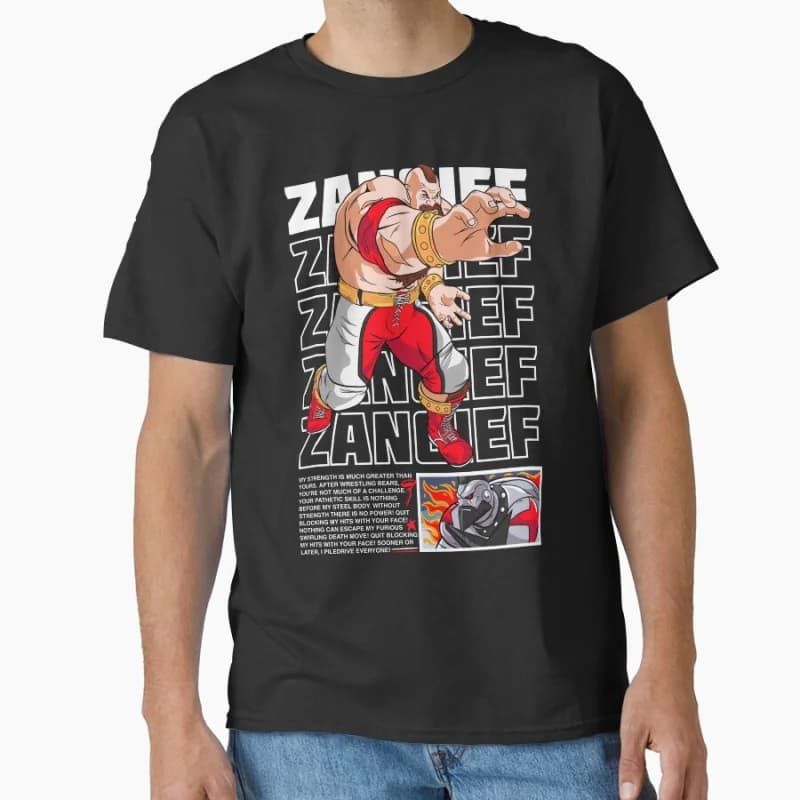 Zangief Street Fighter Vintage Fighting Video game Gift T shirt for man Large size Tops Retro Mixed martial arts Graphic Clothes