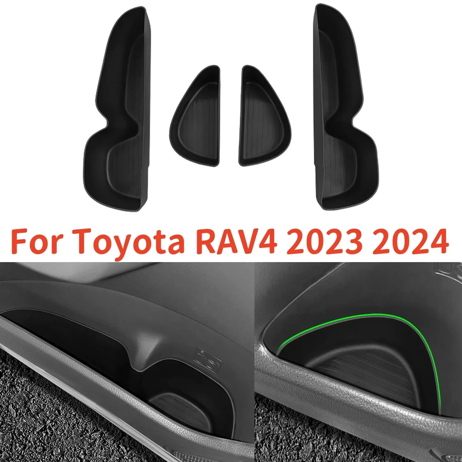 For Toyota RAV4 2023 2024 Door Side Storage Box, TPE Front Rear Door Handle Organizer Tidying Waterproof & Anti Scratch