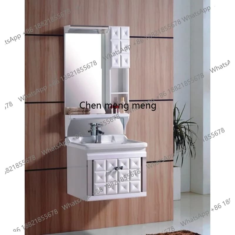 High-grade PVC bathroom cabinet, integrated ceramic basin bathroom cabinet, washbasin with mirror headlight washbasin 60/80 * 46