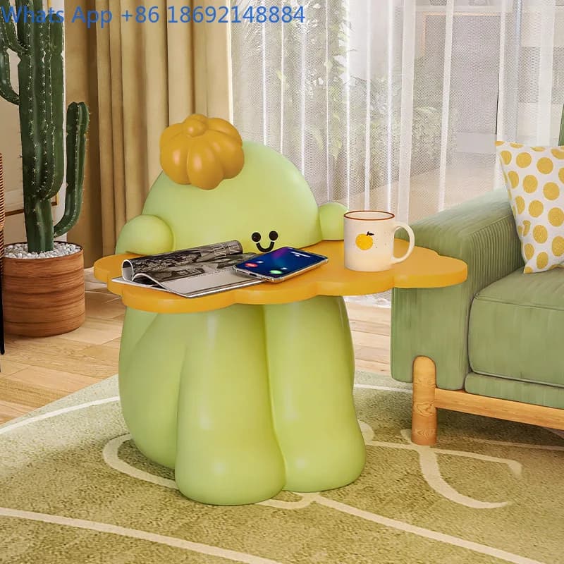 Cactus Side Table Coffee Table Bedside Table Living Room Bedroom Sofa TV Cabinet Cream Style Floor Ornament