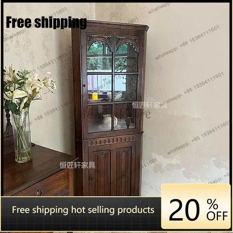 hot  American solid wood corner cabinet living room corner against the wall triangular corner side cabinetFactory Direct