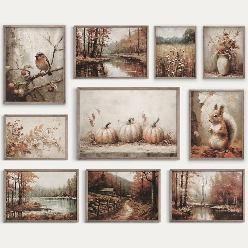 Vintage Autumn Print Poster Wall Art Earthy Fall Rustic Gallery Decoration Wall Prints Canvas Painting Gift Bedroom Decor
