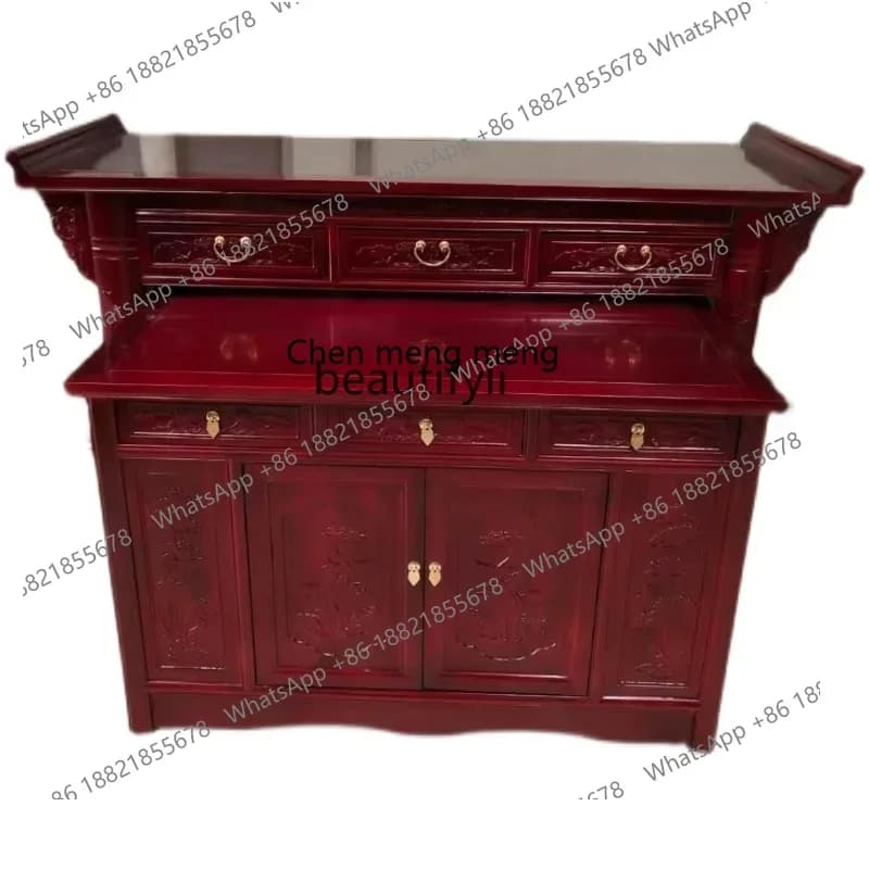 D178 YY Solid Wood Altar Buddha Cabinet in Chinese Antique Style Buddha Shrine Household a Long Narrow Table Incense Burner Tabl