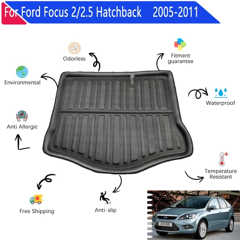 1 PC 3D EVA Material For Ford Focus 2 II Hatchback MK2 MK2.5 2005~2011 Car Anti-dirty Pads Rear Cargo Tray Trunk Mat Accessories