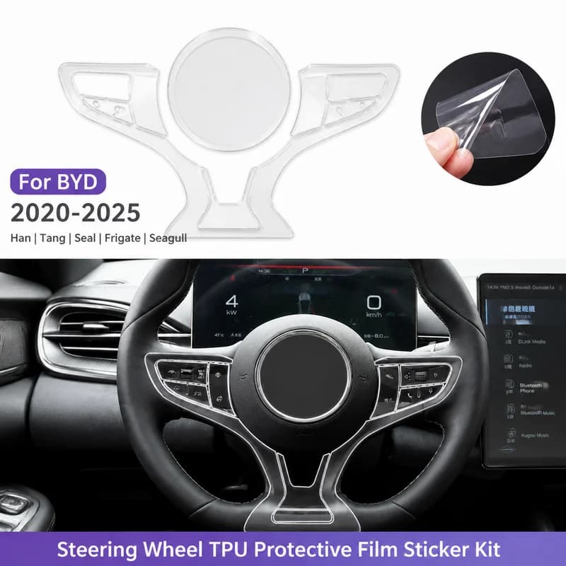 2020-2025 For BYD Han Tang New Energy Seal Frigate Seagull Steering Wheel TPU Protective Film Car Sticker Kit