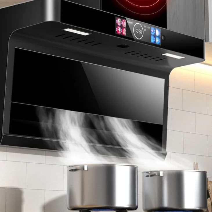 710mm Intelligent Range Hood Household Kitchen Top Side Double Suction Automatic Cleaning 7 Font Inverter Booster