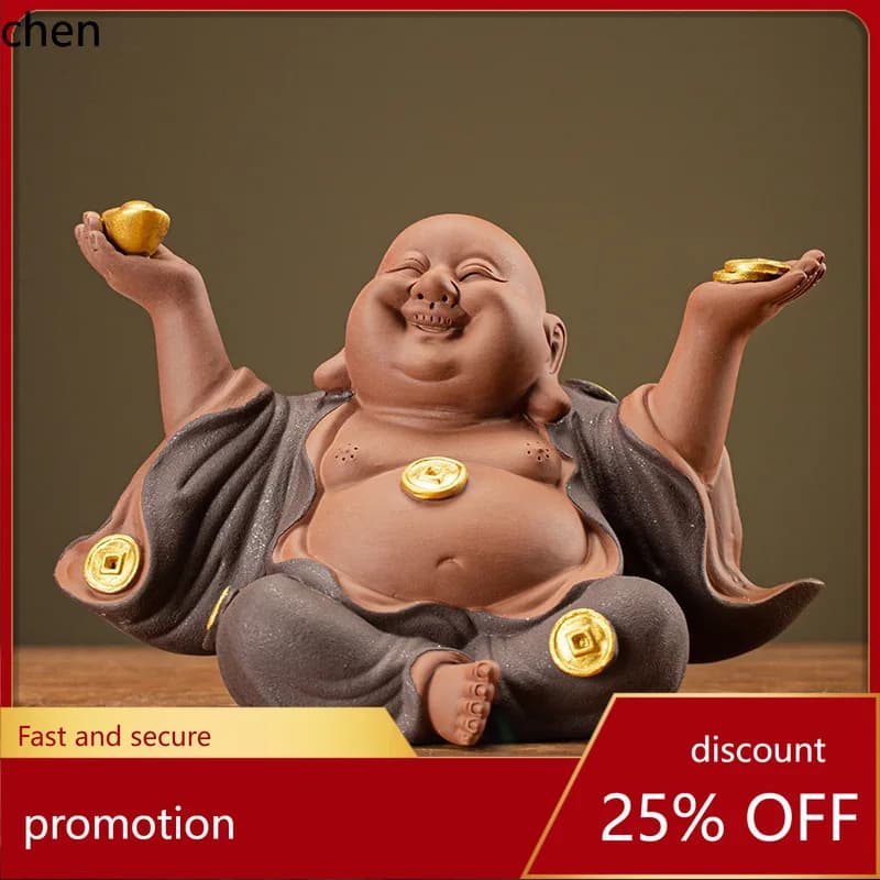 Cz1 zen ceramic bring in wealth and treasure maitreya laughing buddha ornament creative entrance   office decoration placement