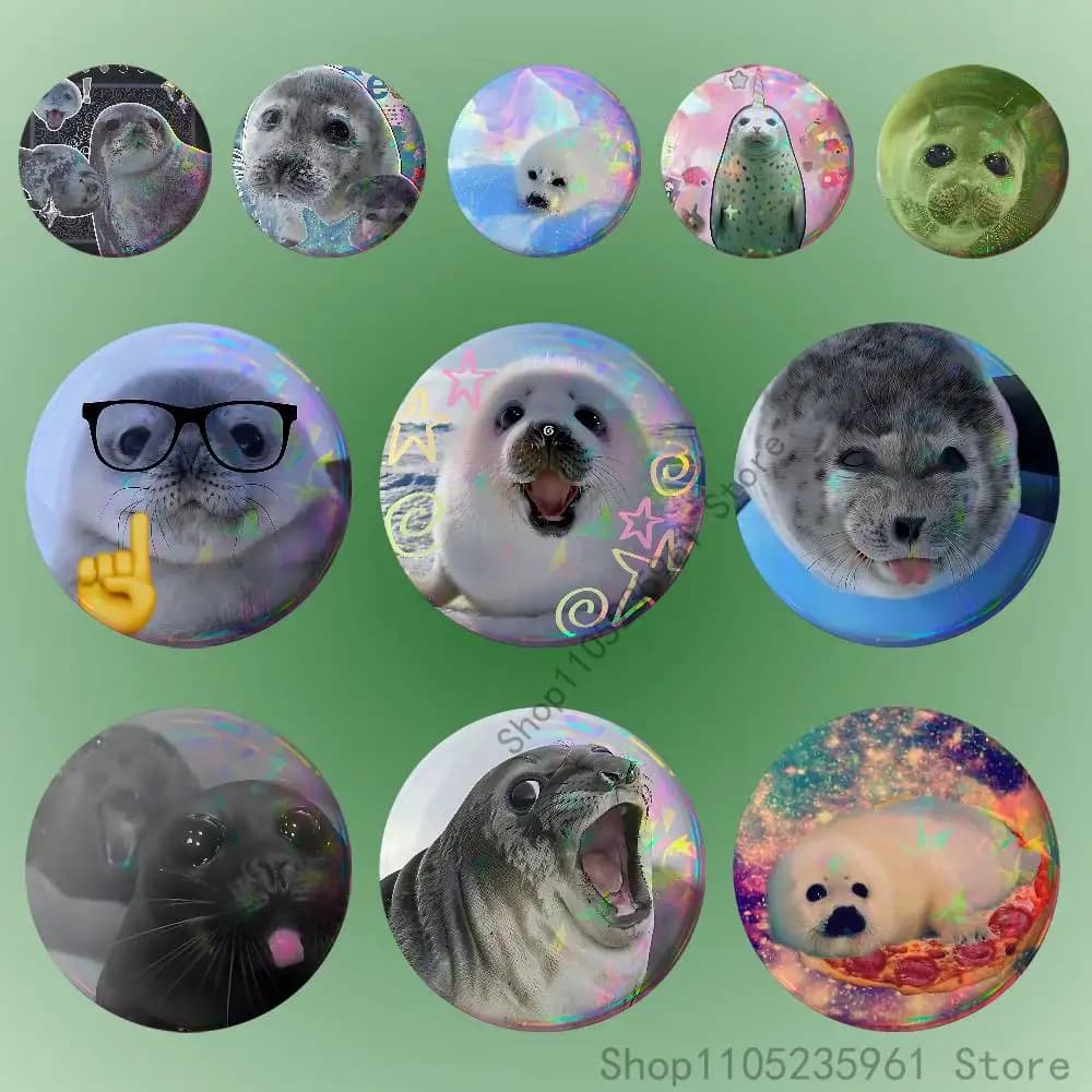 Seal Sea Badges 25 32 44 58 75 mm Round Cosplay Pin Fans Collect Friends Gifts Brooch Souvenir Custom