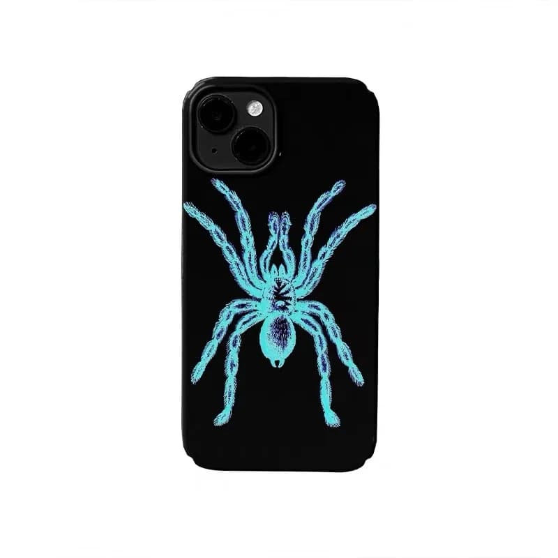 Ins Korean Blue Glowing Spider Phone Case for IPhone 17 Air 16E 15 14 Plus 13 Mini 11 Pro Max 12 Pro Back Cover XS XR SE Case