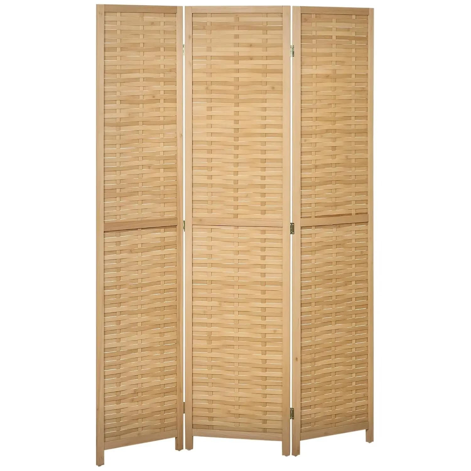 3 Panel Room Divider Bamboo Portable Folding, 5.5' Tall Natural, Customized