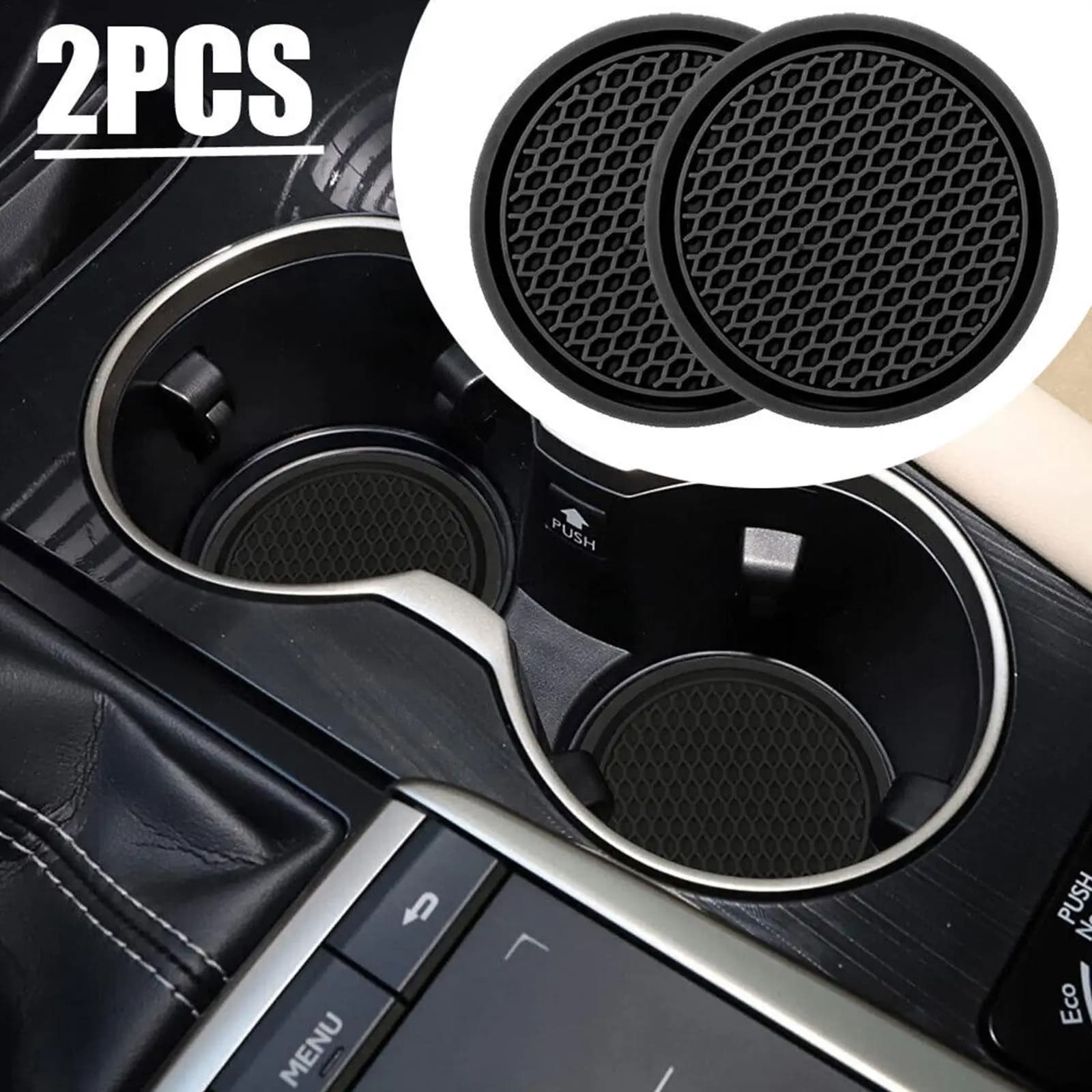 2pcs Black Car Auto Cup Holder Anti Slip Insert Coasters Pads Interior Accessories Universal Fits Perfectly For Most Cups