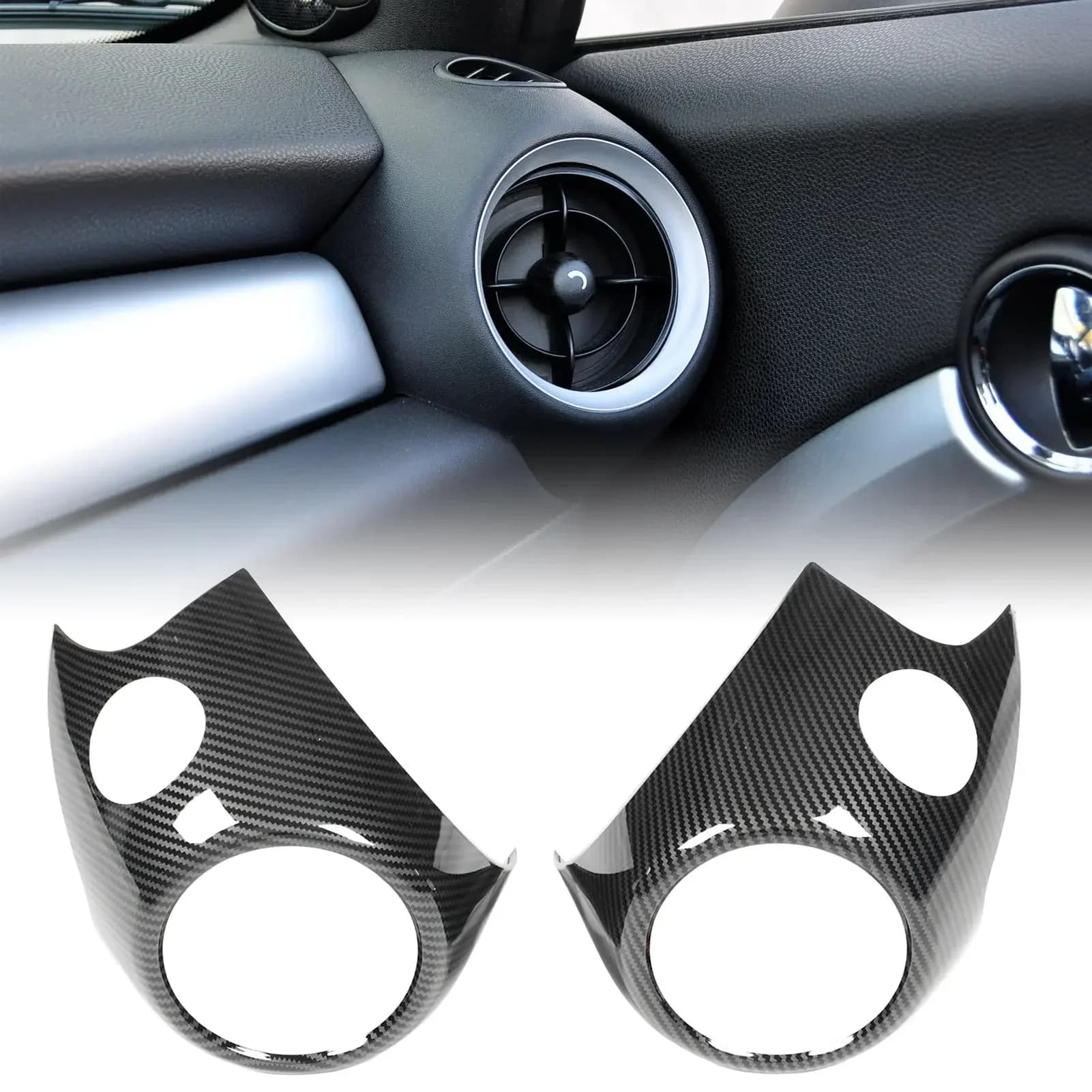 Car Air Vent Frame Trim Side Air Conditioner Outlet Cover Carbon Fiber Look For MINI Cooper R56 2006-2013