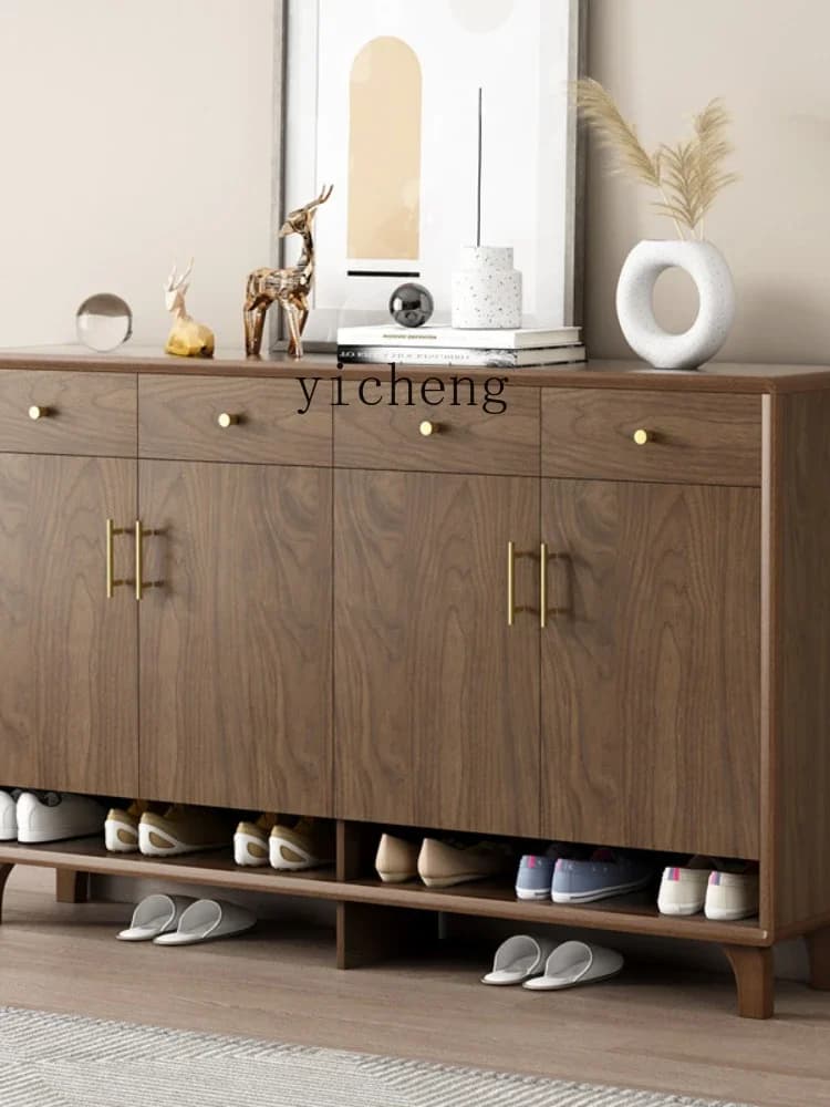 ii10.9-XL Shoe Cabinet Walnut Burlywood Living Room Large Capacity Locker Entrance Door Cabinet