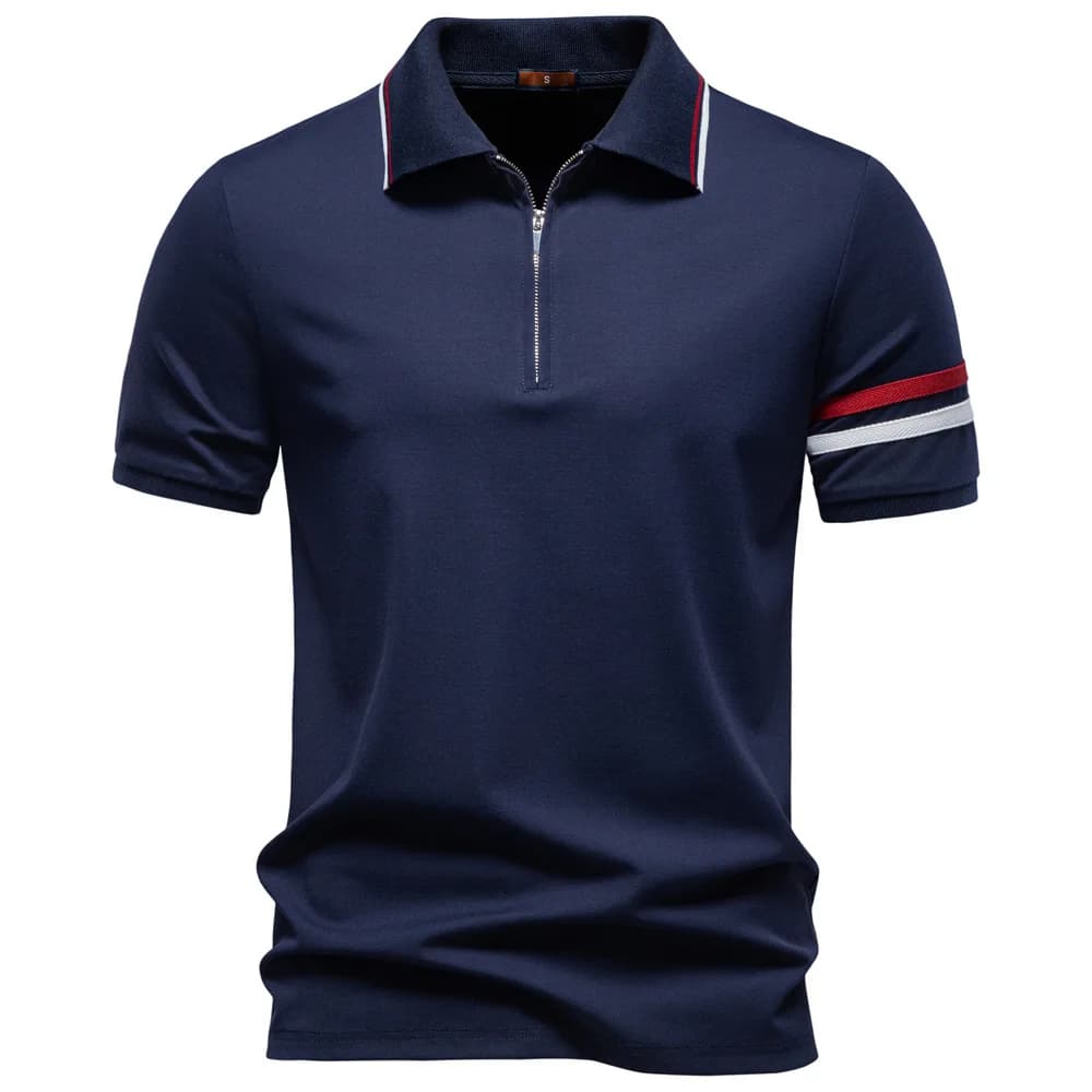 Spring/Summer New Men's Polo Shirt - Breathable Embroidered Zippered Collar Design for Casual Business Short Sleeve Shirt