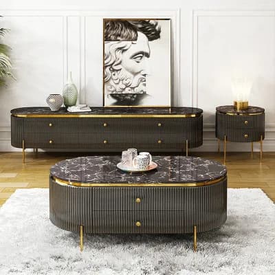oo-Light Luxury Marble TV Cabinet Modern Minimalist Living Room Paint Art Coffee Table