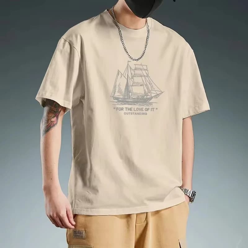 New Fashion Summer Short Sleeve T-shirts Men's Teenager Cotton Undershirts Casual Trendy Loose Printed T-shirts Male Clothes
