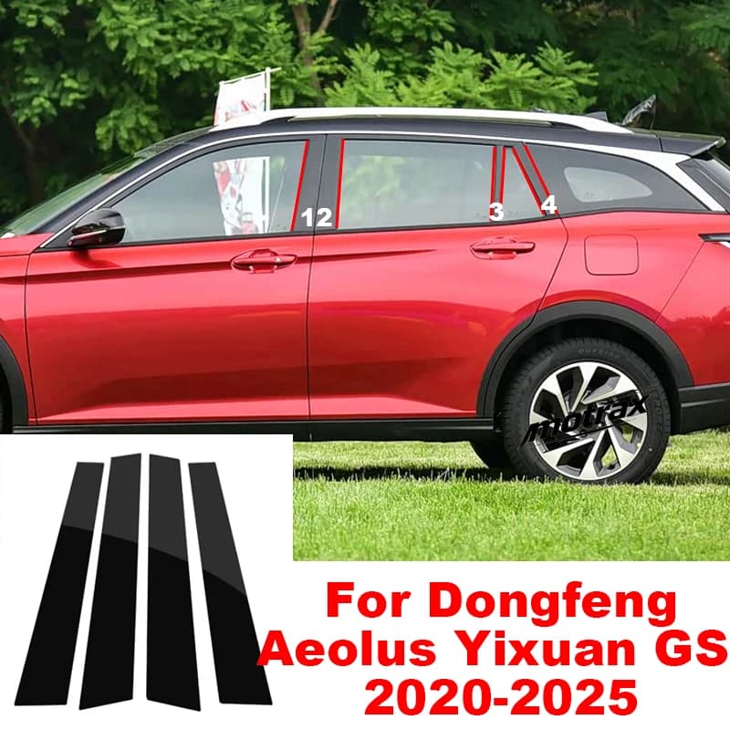 For Dongfeng Aeolus Yixuan GS 2020-2025 Car B‑C Pillar Post Cover Door Window Middle Column Exterior Anti‑Scratch Stickers