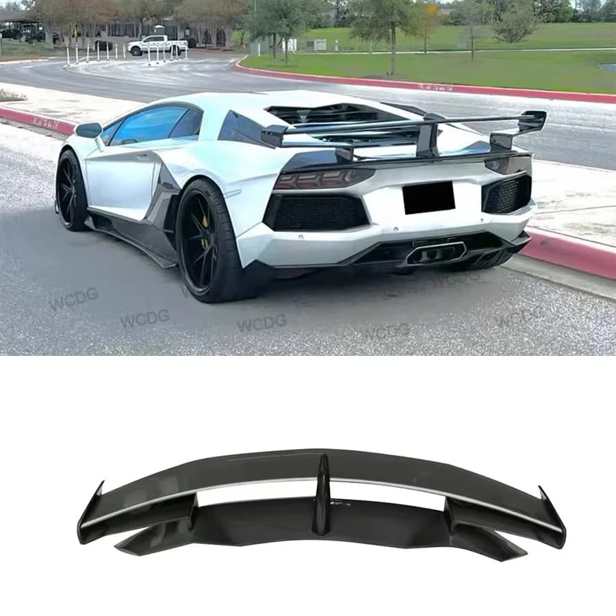 Carbon Fiber Rear Wing for  Aventador LP700 Upgraded SVJ Style Rear Trunk High Wing Spoiler Car Bodykit