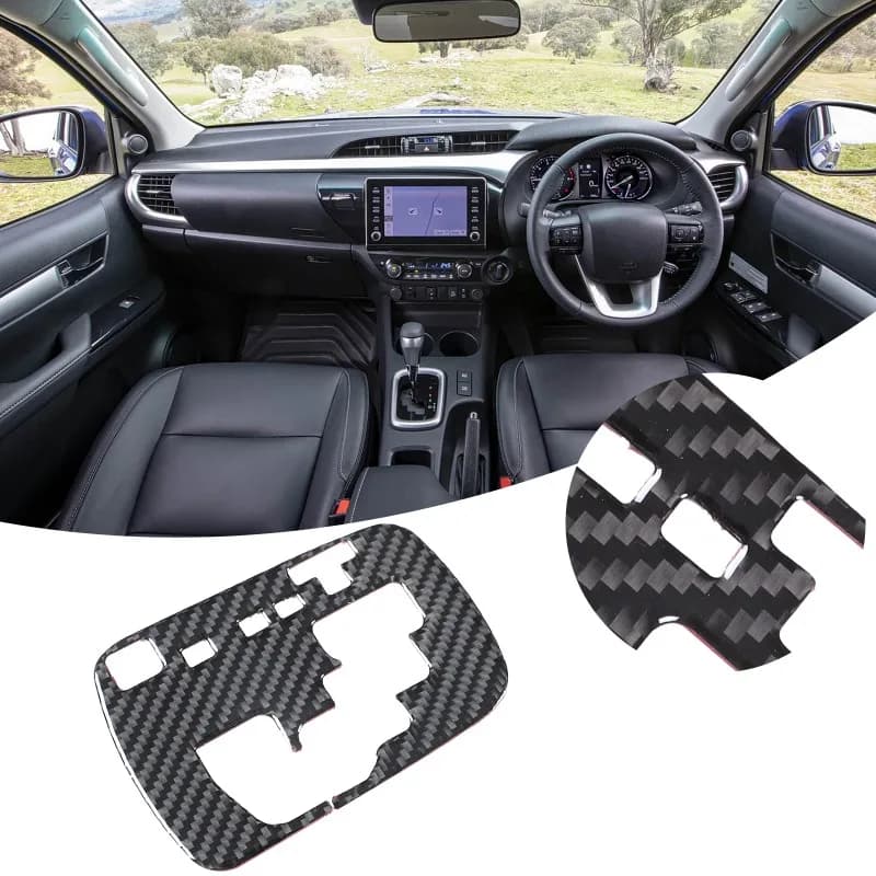 Soft Carbon Fiber For 2015-2022 Toyota Hilux Central Control Gear Shift Indicator Frame sticker Cover Decal Car  Accessories