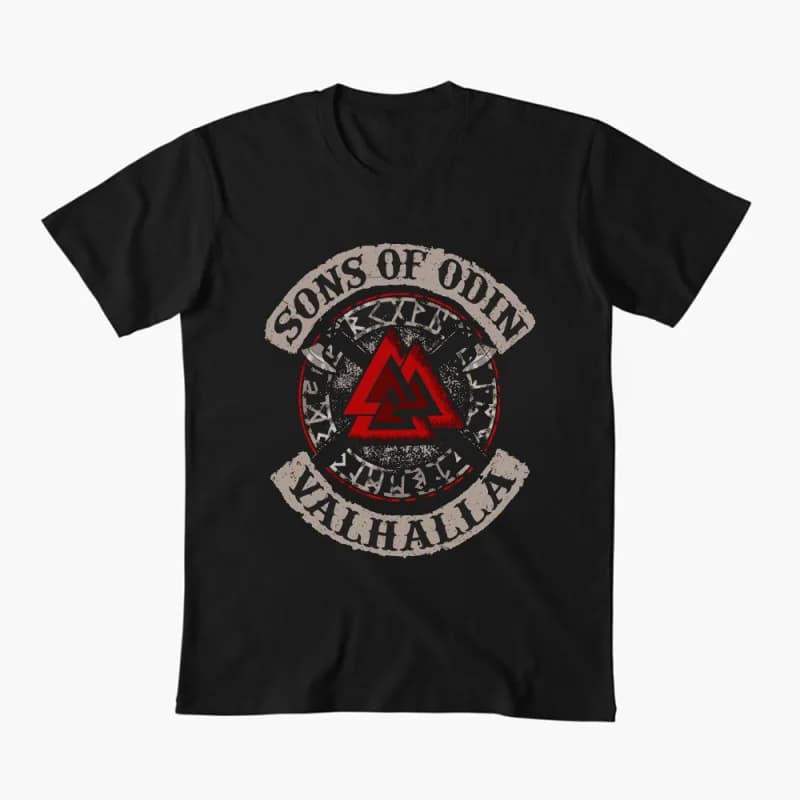Viking Helmet Sons Of Odin Valhalla 0414 Nordic Gift T-Shirt Viking Runes Norse Myths Graphic clothes All size tops S-6XL