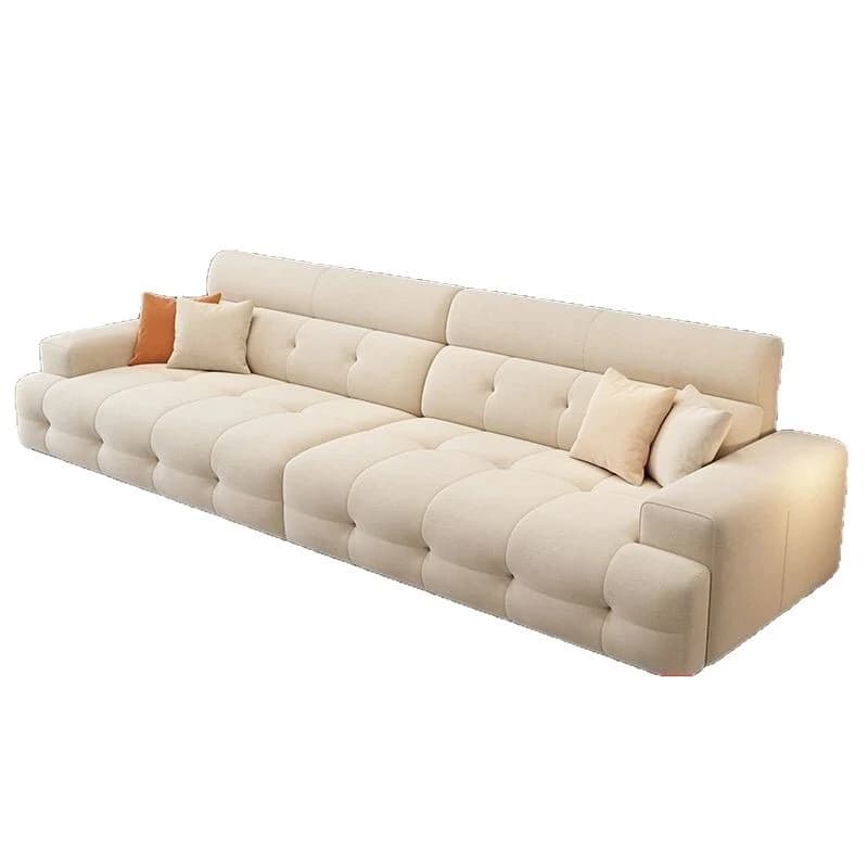 Fabric sofa household living room puff simple straight sofa