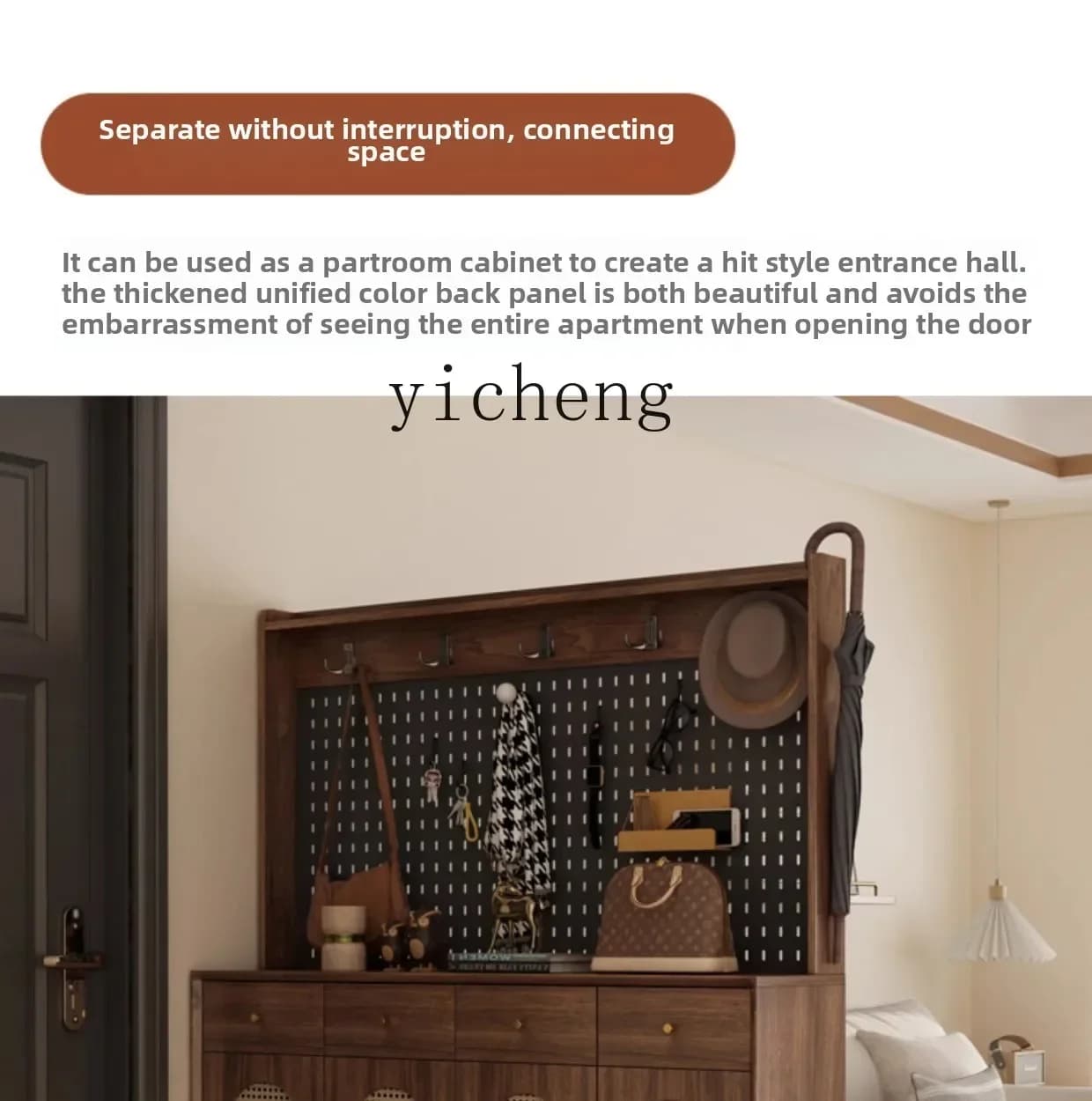 DSA  solid wood household door shoe cabinet hanger integrated entrance multi-layer storage storage rattan foyer cabinet