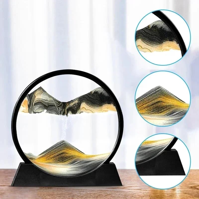 3D Hourglass Quicksand Moving Sand Art Picture Round Glass Deep Sea Sandscape Craft Flowing Painting Office Home Decor Gift New