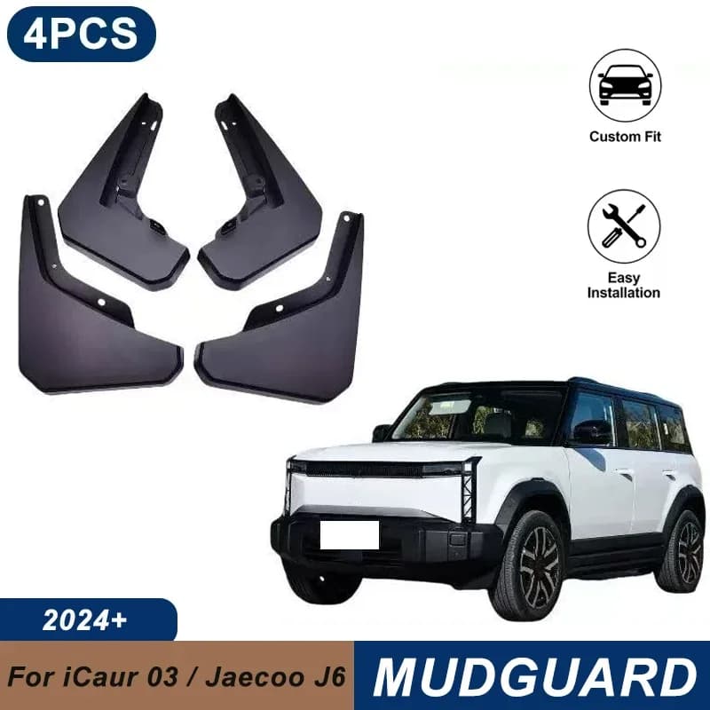 4PCS Car Mud Flaps For iCaur 03 / Jaecoo J6 2024+ Waterproof Anti-Splash Fender Mudguards Auto Exterior Accessories