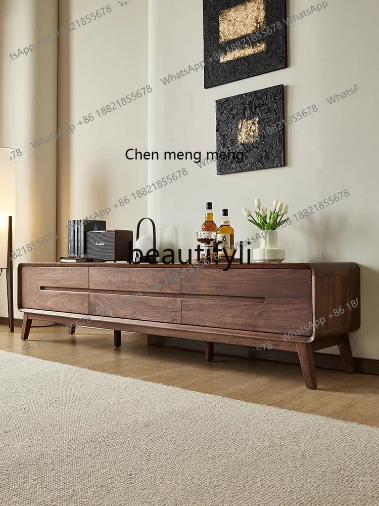 M178 North American black walnut TV cabinet Nordic solid wood TV cabinet Living room storage floor cabinet